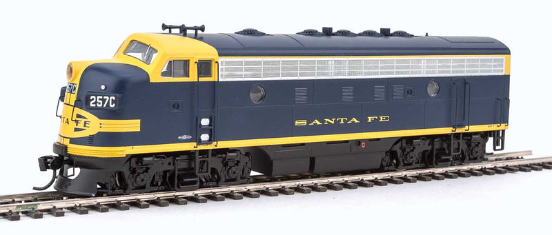 EMD F7A w/SoundTraxx(R) Sound & DCC -- Santa Fe #257C (blue, yellow; Cigar Band Logo)-1