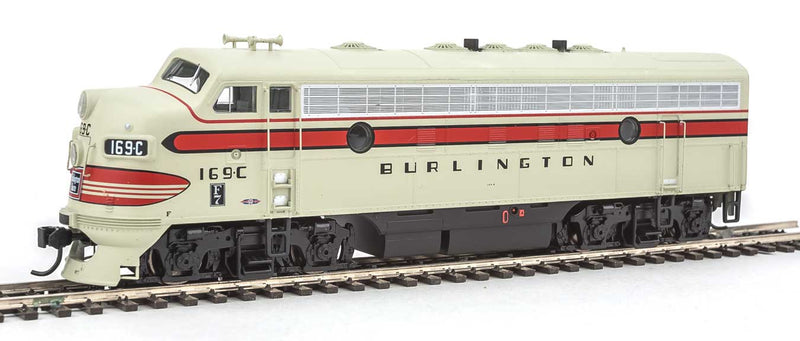 EMD F7A w/SoundTraxx(R) Sound & DCC -- Chicago, Burlington & Quincy #169C (gray, red, black)-1