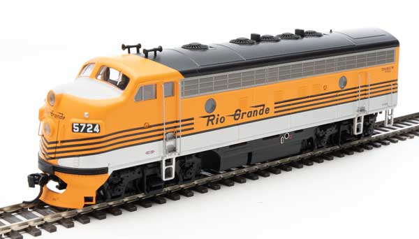 EMD F7 A-B Set - ESU Sound and DCC -- Denver & Rio Grande Western(TM) #5724, #5712 (Grande Gold, silver, black)-1