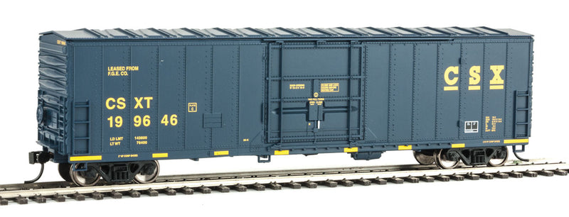 50' FGE Insulated Boxcar - Ready to Run -- CSX Transportation #199646 (blue, yellow; Yellow Conspicuity Markings)-1