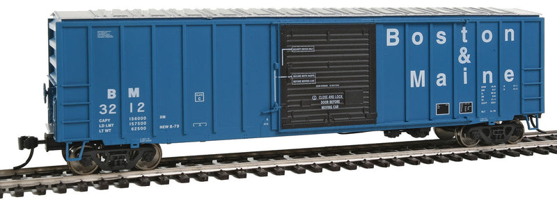 50' ACF Exterior Post Boxcar - Ready to Run -- Boston & Maine #3212 (blue, black Door; Large Lettering)-1