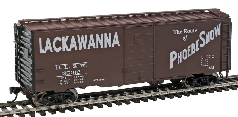 40' PS-1 Boxcar - Ready to Run -- Delaware, Lackawanna & Western #35012 (Boxcar Red, white; Phoebe Snow Slogan-1