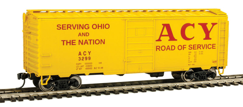 40' PS-1 Boxcar - Ready to Run -- Akron, Canton & Youngstown #3299 (yellow, red, Road of Service Slogan)-1