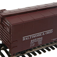 40' Steel Boxcar w/Dreadnaught End, Flat Roof, Wood Running Boards -- Baltimore & Ohio #465366