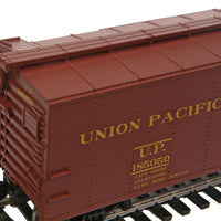 40' Steel Boxcar w/Dreadnaught End, Flat Roof, Wood Running Boards -- Union Pacific(R) #185050 ("Road of the Streamliners"; oxide, yellow)