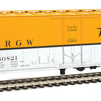 50' PC&F Insulated Boxcar - Ready to Run -- Denver & Rio Grande Western(TM) #60821 (Aspen Gold, silver; Flying Rio Grand