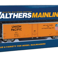 50' PC&F Insulated Boxcar - Ready to Run -- Union Pacific(R) #499002 (yellow, silver; "...The Automated Rail Way" Slog