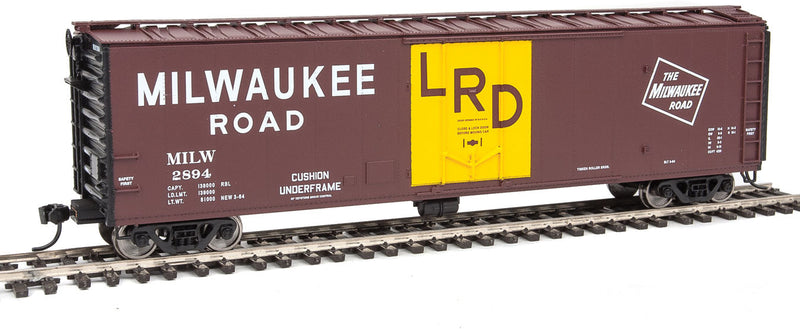 50' PC&F Insulated Boxcar - Ready to Run -- Milwaukee Road #2894 (Boxcar Red, black, white; LRD Door Markings)-1