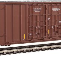 60' High Cube Plate F Boxcar - Ready to Run -- Arkansas-Oklahoma #112312 (brown, aluminum, white; Conspicuity Markings)