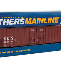 60' High Cube Plate F Boxcar - Ready to Run -- Kansas City Southern #759162 (brown, white; Yellow Conspicuity Markings)