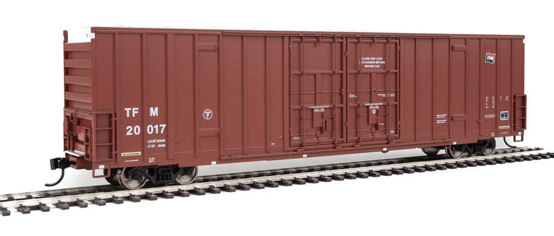 60' High-Cube Plate F Boxcar - Ready to Run -- Transportacion Ferroviaria de Mexico #20017 (Boxcar Red, TFM Logo)-1