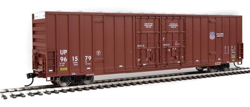 60' High-Cube Plate F Boxcar - Ready to Run -- Union Pacific(R) #961579 (Boxcar Red, Small Shield-Building America Logo)-1