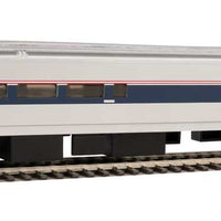 85' Horizon Cafe/Club Food Service Car - Ready to Run -- Amtrak(R) (Phase IV; silver, Wide Blue, Thin Red & White Stripes)