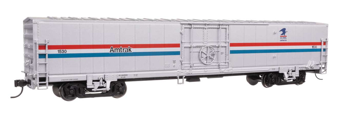 60' Thrall Material Handling Car MHC-2 - Ready To Run -- Amtrak Phase III w/US Mail Logo #1530-1