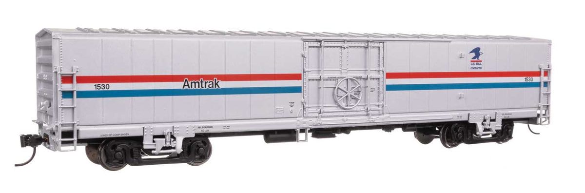 60' Thrall Material Handling Car MHC-2 - Ready To Run -- Amtrak Phase III w/US Mail Logo #1530-2