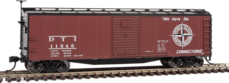40' Rebuilt Steel Boxcar - Ready To Run -- Detroit, Toledo & Ironton #11545 (Boxcar Red, black; Compass Logo)-1