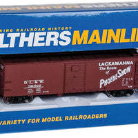 40' Rebuilt Steel Boxcar - Ready To Run -- Delaware, Lackawanna & Western #36302 (Boxcar Red, Phoebe Snow Slogan)