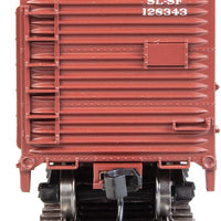 40' Rebuilt Steel Boxcar - Ready To Run -- St. Louis-San Francisco #128343 (Boxcar Red, black; Frisco Coonskin Logo)