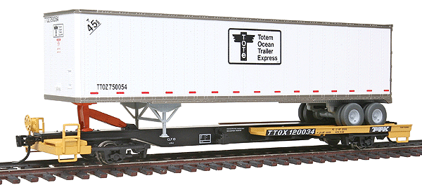 50' Front Runner with Trailer - Ready-to-Run -- Trailer-Train TTOX #120034 w/45' TOTE Trailer #750054 (Car: yellow, black)-1