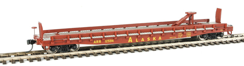 53' GSC Piggyback Service Flatcar - Ready to Run -- Alaska Railroad #12594 (Boxcar Red, yellow, Late Hitch)-1