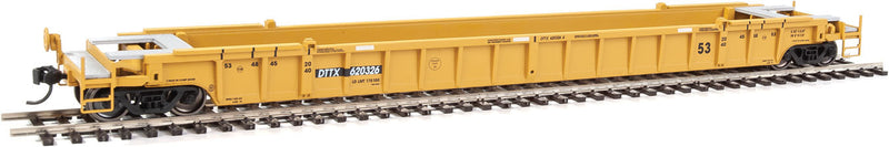 NSC 3-Unit 53' Drawbar-connected Well Car - Ready-to-Run -- TTX 620326 (black logo, white conspicuity stripes)-1
