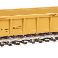 NSC 3-Unit 53' Drawbar-connected Well Car - Ready-to-Run -- TTX 786929 (125T, 2010s maroon logo, yellow conspicuity stripes)