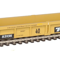 Thrall Rebuilt 40' Well Car - Ready to Run -- Trailer-Train DTTX #53135 (yellow, black; Black & White Logo)