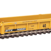 Thrall Rebuilt 40' Well Car - Ready to Run -- Trailer-Train DTTX #745593 (yellow, black; Black & White Logo, Yellow Stripe