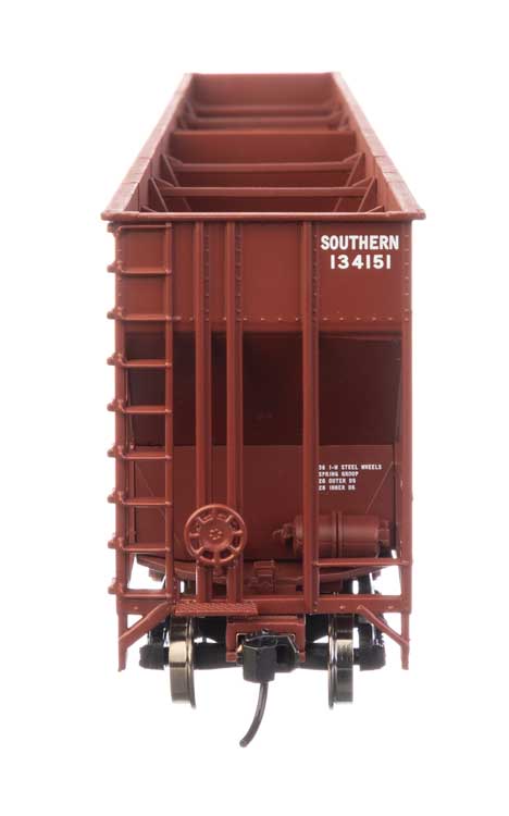 73' Greenville 7,000 Cubic Foot Wood Chip Hopper - Ready to Run -- Southern Railway #134151 (brown)-3