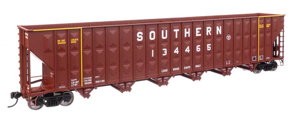 73' Greenville 7,000 Cubic Foot Wood Chip Hopper - Ready to Run -- Southern Railway #134465 (brown)-2
