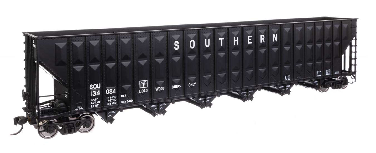 73' Greenville 7,000 Cubic Foot Wood Chip Hopper - Ready to Run -- Southern Railway #134084 (black)-1