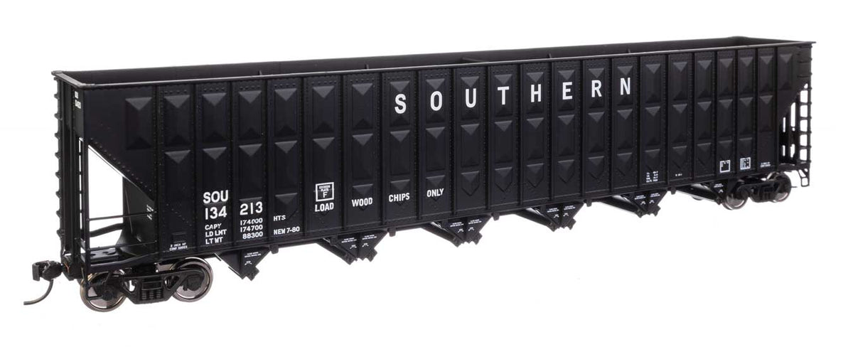 73' Greenville 7,000 Cubic Foot Wood Chip Hopper - Ready to Run -- Southern Railway #134213 (black)-2