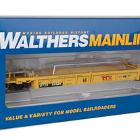 Thrall Rebuilt 40' Well Car - Ready to Run -- TTX DTTX #55585 (yellow, black, large red TTX Forward Thinking logo, yellow