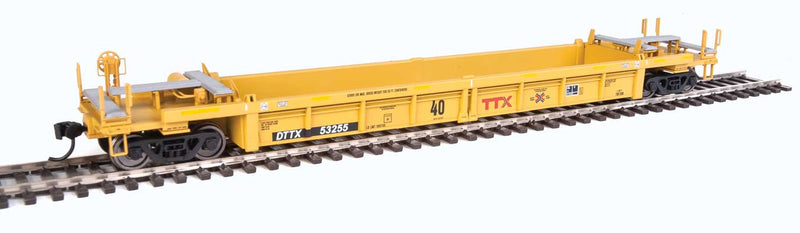 Thrall Rebuilt 40' Well Car - Ready to Run -- TTX DTTX #53255 (yellow, black, small red TTX and Next Road logo, yellow con-1