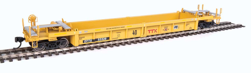 Thrall Rebuilt 40' Well Car - Ready to Run -- TTX DTTX #53328 (yellow, black, small red TTX and Next Road logo, yellow con-1