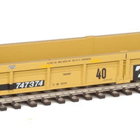 Thrall Rebuilt 40' Well Car - Ready to Run -- TTX DTTX #747374 (yellow, black, black & white logo, yellow conspicuity stri