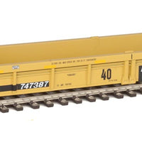 Thrall Rebuilt 40' Well Car - Ready to Run -- TTX DTTX #747387 (yellow, black, black & white logo, yellow conspicuity stri