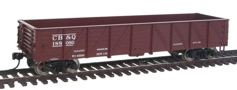 40' 50-Ton Drop-Bottom Gondola - Ready to Run -- Chicago, Burlington & Quincy #188080 (Boxcar Red)-1