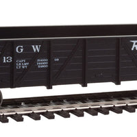 40' 50-Ton Drop-Bottom Gondola - Ready to Run -- Denver & Rio Grande Western(TM) #73313 (black, Flying Rio Grande)