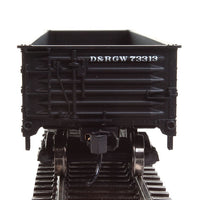 40' 50-Ton Drop-Bottom Gondola - Ready to Run -- Denver & Rio Grande Western(TM) #73313 (black, Flying Rio Grande)