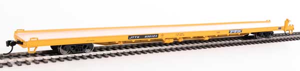 89' Channel Side Flatcar - Ready to Run -- Trailer-Train JTTX #930124 (yellow, black; General Service)-1