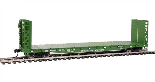 53' GSC Bulkhead Flatcar - Ready to Run -- Burlington Northern #616047 (Cascade Green)-1