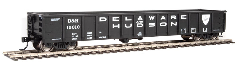 53' Railgon Gondola - Ready To Run -- Delaware & Hudson #15010 (black, white; Large Name)-1