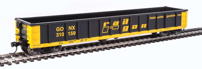 53' Railgon Gondola - Ready To Run -- Railgon GONX #310159 (As-Built; black, yellow)-1