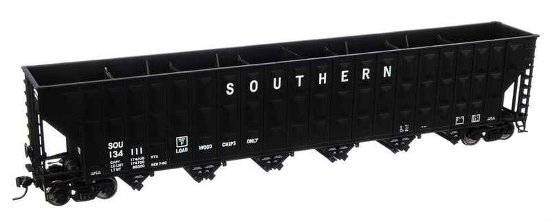 73'3" Greenville 7,000 Cubic Foot Wood Chip Hopper - Ready to Run -- Southern Railway #134111 (black, white; small name & number)-1