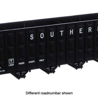 73'3" Greenville 7,000 Cubic Foot Wood Chip Hopper - Ready to Run -- Southern Railway #134642 (black, white; small name & number)