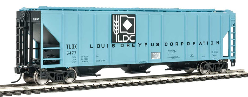 54' PS2-CD 4427 Low-Side Covered Hopper - Ready to Run -- Louis Dreyfus Corporation TLDX #5477 (blue, black, white; Logo on Plate)-1