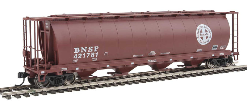 59' Cylindrical Hopper, Trough Hatches - Ready to Run -- Burlington Northern Santa Fe #421781 (oxide, white; Circle-Cross Logo)-1
