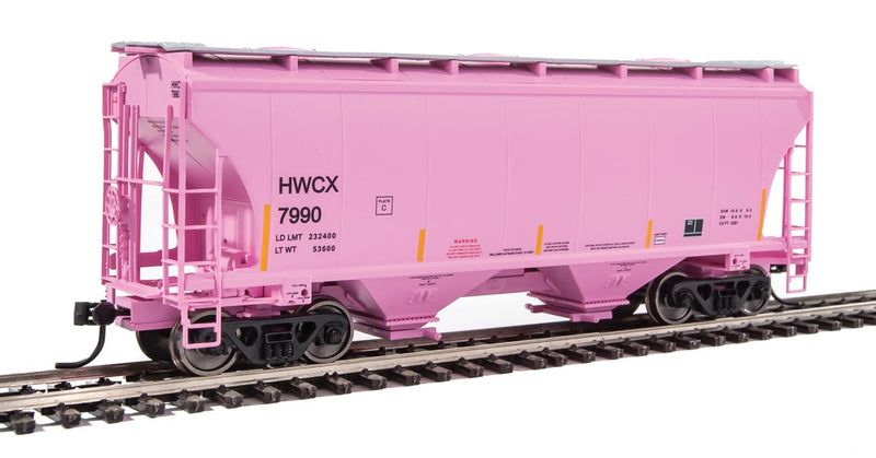 39' Trinity 3281 2-Bay Covered Hopper - Ready-to-Run -- Halliburton HWCX #7990 (Breast Cancer Awareness; pink)-1