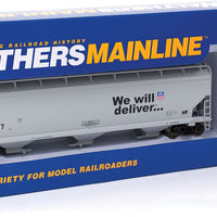 60' NSC 5150 3-Bay Covered Hopper - Ready to Run -- Union Pacific(R) #90687 (gray, black; Shield Logo, "We Will Deliver" Sloga